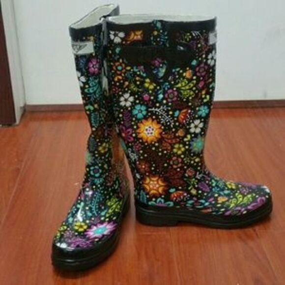 Women's Rainboots, Tall Rubber Rain Boots, RB-1514 - Picture 3 of 3